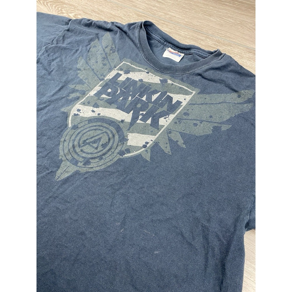 Hanes Mens Linkin Park Graphic T-Shirt Band Crest Logo Navy Blue XL